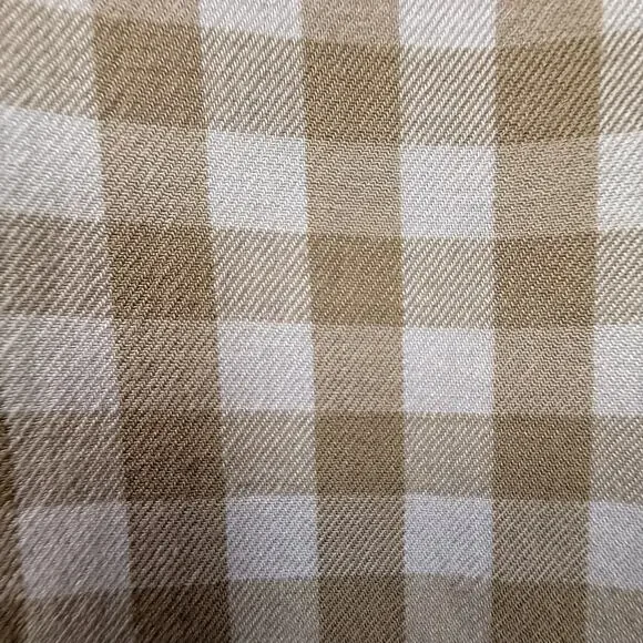 J.Jill tan and white gingham plaid long sleeve popover top - Picture 4 of 16